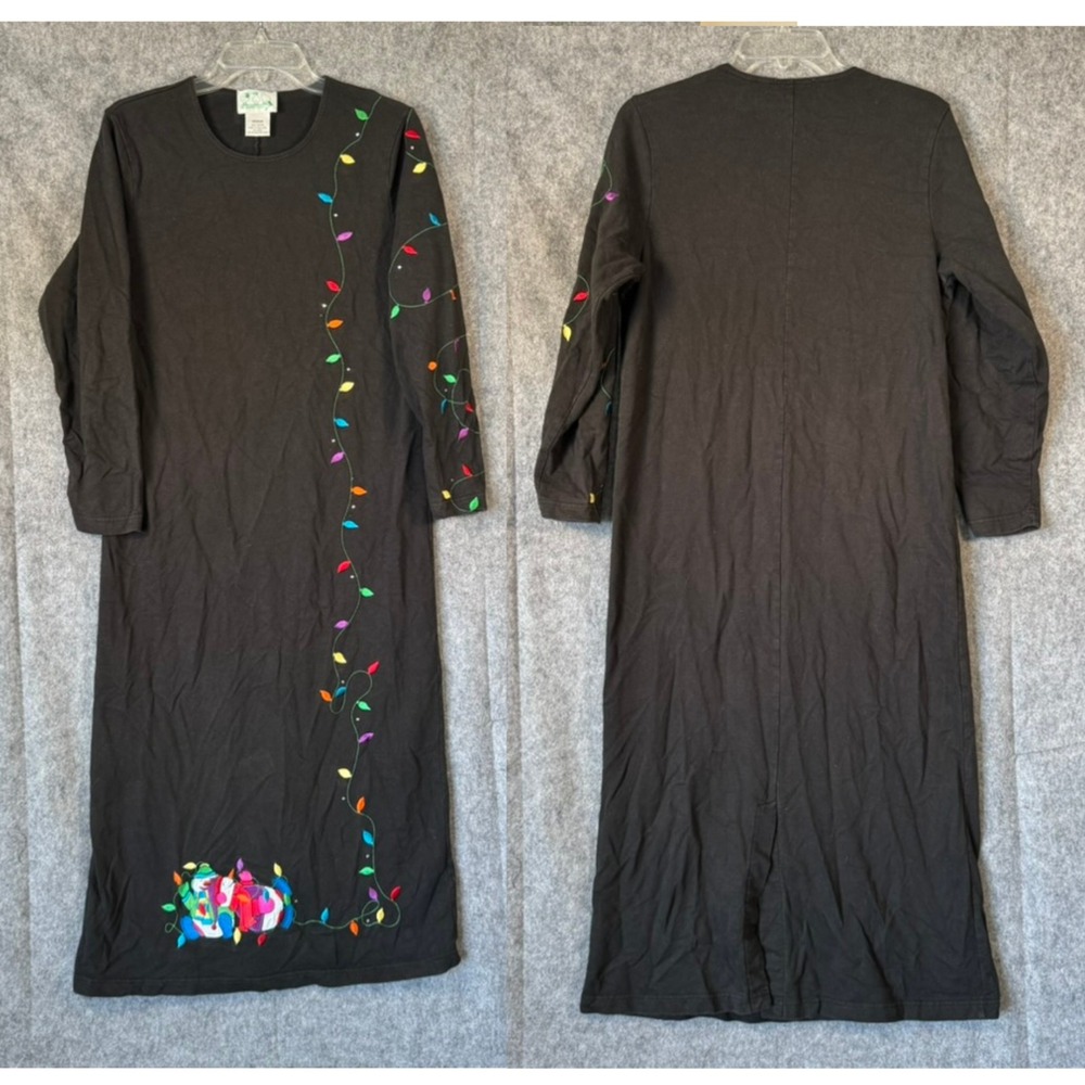 Vintage Quacker Factory Maxi Holiday Christmas Medium Shift Kaftan Embroidered‎